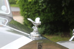 Spirit of ecstacy on rolls royce silver dawn bonnet.