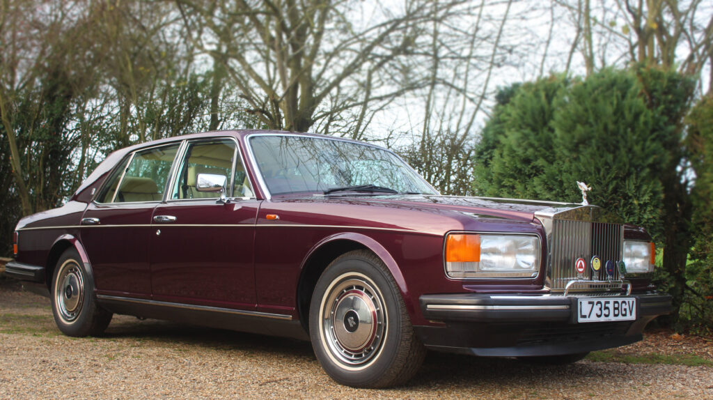 Rolls royce silver shadow III in wild berry, front three-quarters view. 